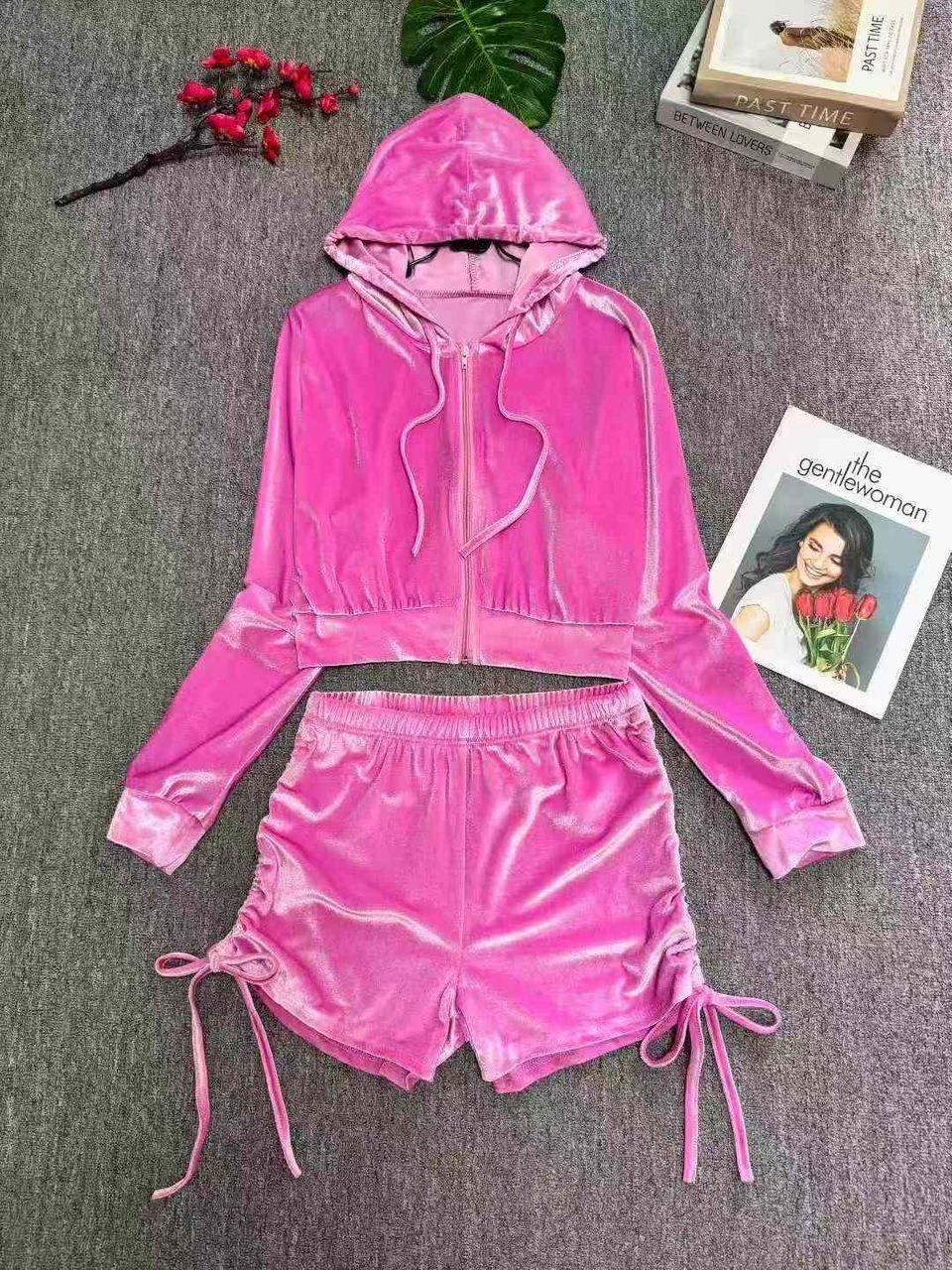 Cropped Hoodie & Shorts French Terry Set